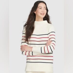 BARBOUR STRIPE GUERNSEY KNIT SWEATER - OFF WHITE UK8/US4